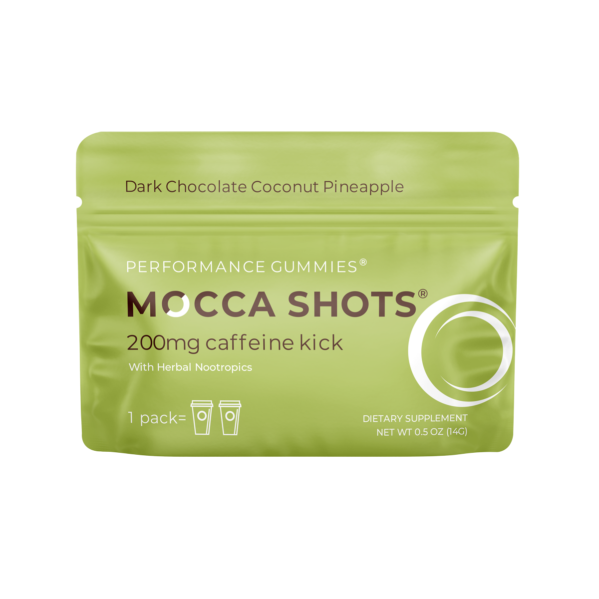 Mocca Shots Energy Gummies with Caffeine | 12-Pack - Coconut Pineapple